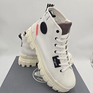 Palladium Revolt Hi TX Platform Boots Women's Size 10 White Marshmallow Canvas